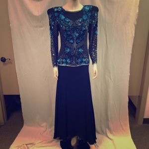 Vintage Black Gown w/ Beaded/Sequin Top